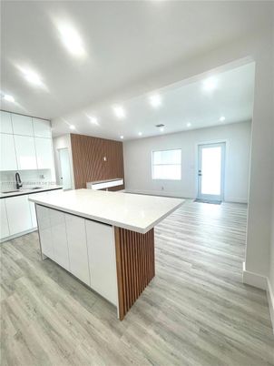 Interior, Kitchen, Recessed Lighting, Wood Texture Flooring