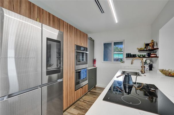 Interior, Kitchen, Stainless Steel Appliances, Wood Texture Flooring