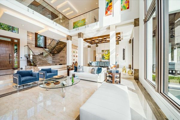 Interior, Living room, Recessed Lighting, Stone Walls