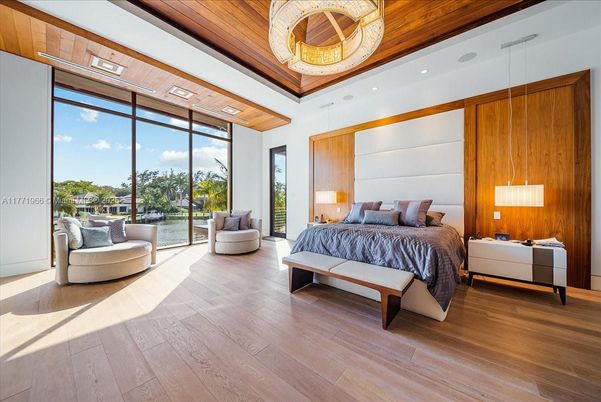 Bedroom, Interior, Recessed Lighting, Wooden Ceilings, Wood Texture Flooring, Wooden Walls