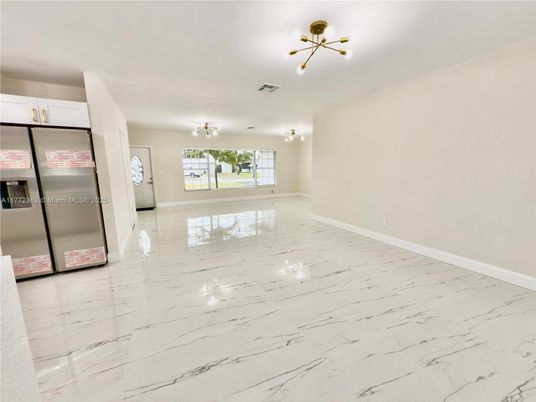 Empty room, Interior, Kitchen, Marble, Pendant Lights