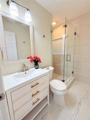 Bathroom, Dual Sink Vanities, Glass Shower, Interior, Marble