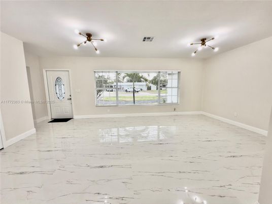 Empty room, Interior, Marble, Pendant Lights