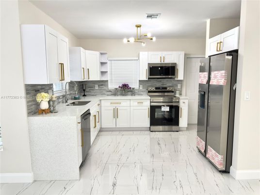 Interior, Kitchen, Marble, Stainless Steel Appliances