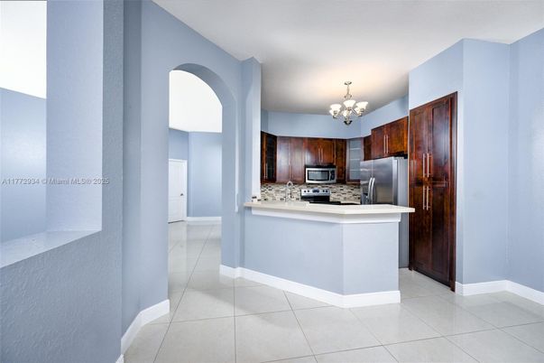Chandelier, Interior, Kitchen, Stainless Steel Appliances