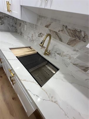 Interior, Kitchen, Marble Walls, Wood Texture Flooring