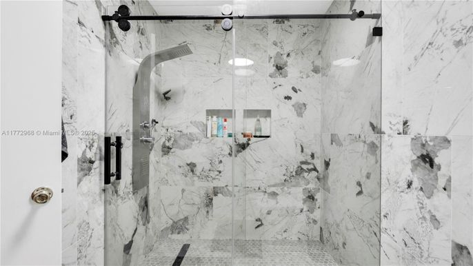 Bathroom, Glass Shower, Interior, Marble Walls