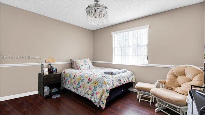 Bedroom, Chandelier, Interior, Wood Texture Flooring