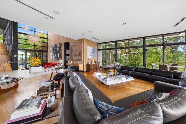 Interior, Living room, Recessed Lighting, Wood Texture Flooring, Wooden Walls