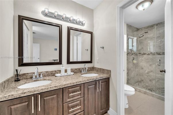 Bathroom, Dual Sink Vanities, Glass Shower, Interior