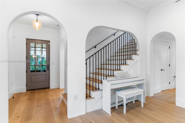Interior, Pendant Lights, Piano, Wood Texture Flooring