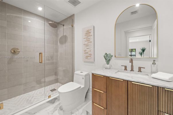 Bathroom, Glass Shower, Interior, Marble, Recessed Lighting