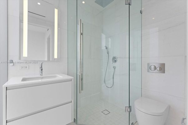 Bathroom, Glass Shower, Interior, Recessed Lighting