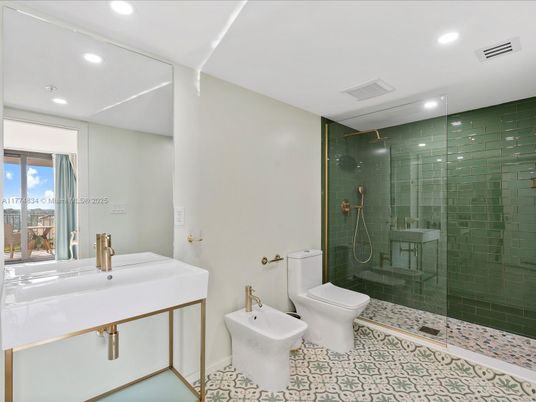 Bathroom, Glass Shower, Interior, Recessed Lighting