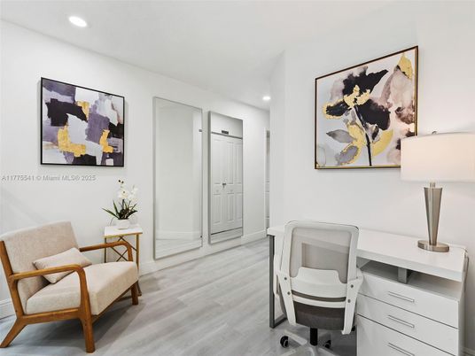 Home Office, Interior, Recessed Lighting, Wood Texture Flooring