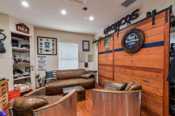 Interior, Living room, Recessed Lighting, Wood Texture Flooring, Wooden Walls
