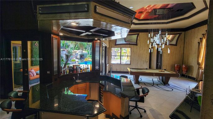 Billiard Table, Game Room, Interior, Pendant Lights, Recessed Lighting