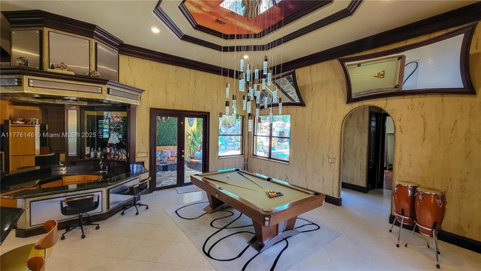 Billiard Table, Game Room, Interior, Pendant Lights, Recessed Lighting