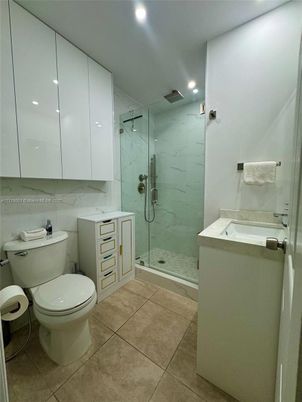 Bathroom, Glass Shower, Interior, Marble Walls, Recessed Lighting