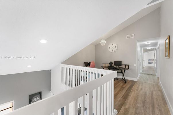 Home Office, Interior, Pendant Lights, Recessed Lighting, Wood Texture Flooring