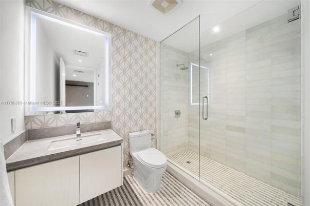 Bathroom, Glass Shower, Interior, Recessed Lighting