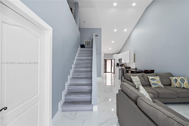 Interior, Kitchen, Living room, Marble, Recessed Lighting