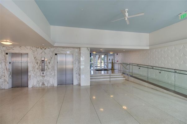 Elevator, Interior, Marble Walls, Recessed Lighting