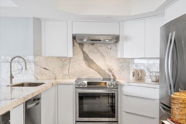Interior, Kitchen, Marble Walls, Stainless Steel Appliances
