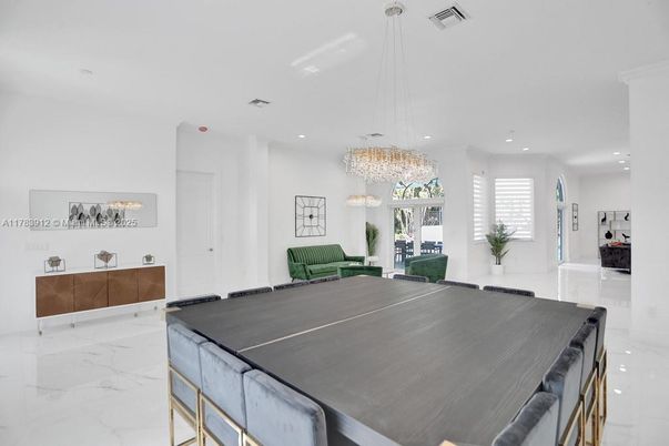 Chandelier, Game Room, Interior, Marble, Pendant Lights, Recessed Lighting