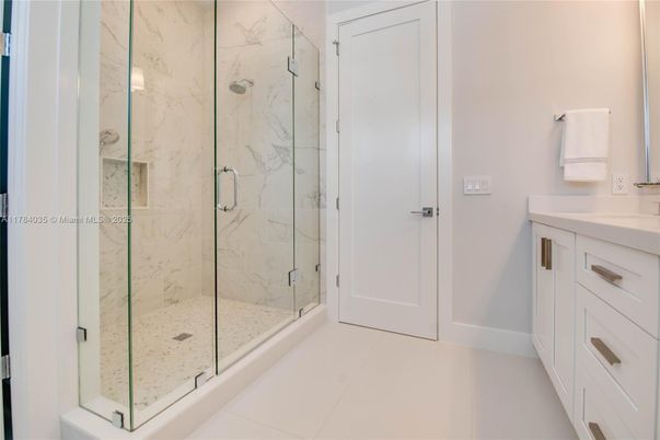 Bathroom, Glass Shower, Interior, Marble Walls