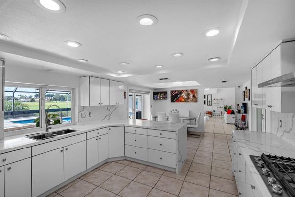 Interior, Kitchen, Marble Walls, Recessed Lighting