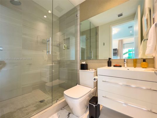 Bathroom, Glass Shower, Interior, Recessed Lighting
