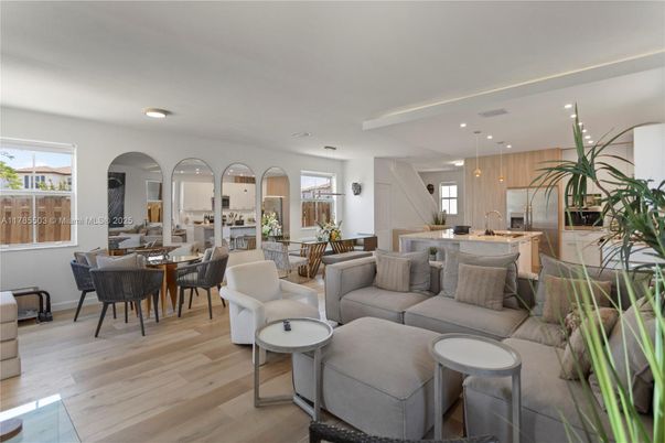 Dining room, Interior, Kitchen, Living room, Pendant Lights, Recessed Lighting, Wood Texture Flooring