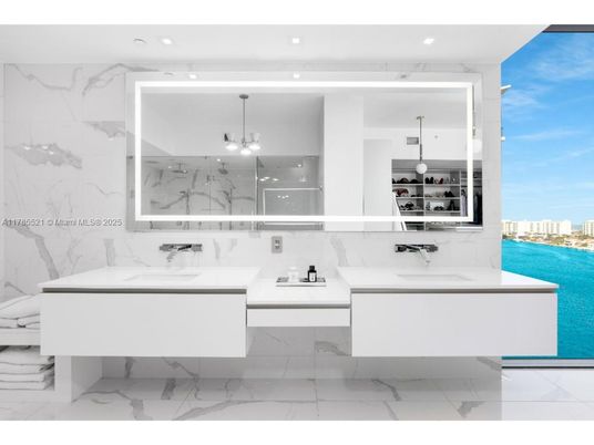 Interior, Kitchen, Marble, Marble Walls, Pendant Lights, Recessed Lighting, Water