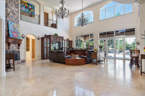 Chandelier, Fireplace, Interior, Living room