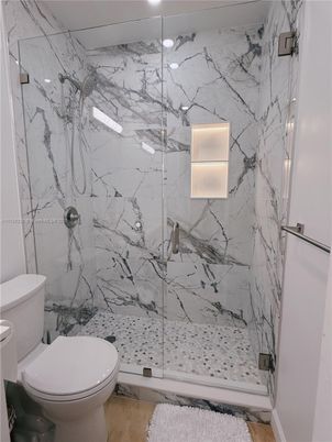 Bathroom, Glass Shower, Interior, Marble Walls