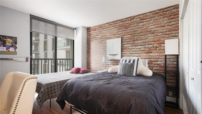 Bedroom, Interior, Stone Walls, Wood Texture Flooring