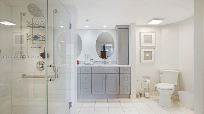 Bathroom, Glass Shower, Interior, Recessed Lighting