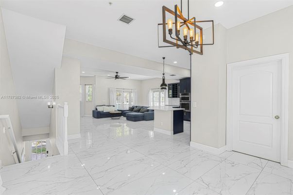 Interior, Kitchen, Marble, Pendant Lights, Recessed Lighting