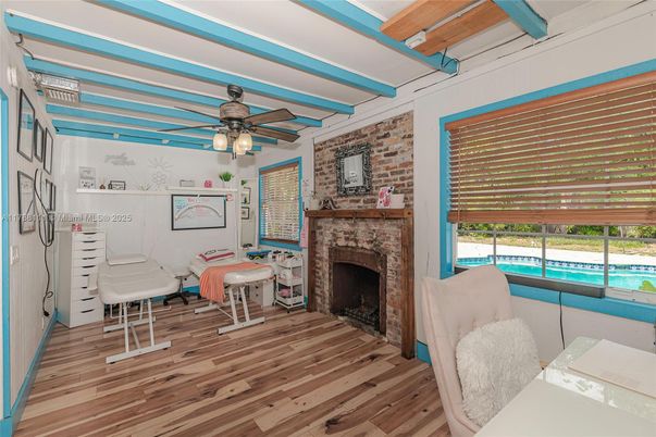 Fireplace, Interior, Stone Walls, Wood Texture Flooring
