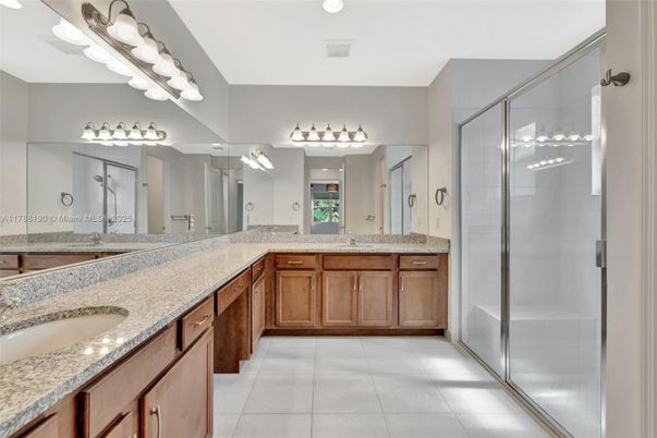 Bathroom, Dual Sink Vanities, Glass Shower, Interior