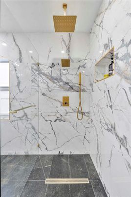 Bathroom, Glass Shower, Interior, Marble Walls