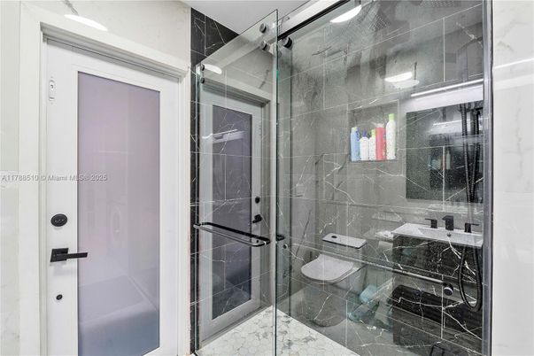 Bathroom, Glass Shower, Interior, Marble Walls
