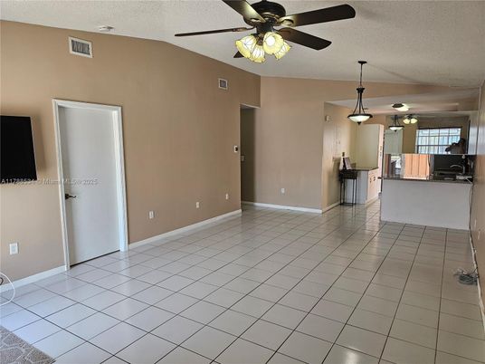 Empty room, Interior, Kitchen, Pendant Lights
