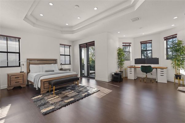 Bedroom, Home Office, Interior, Recessed Lighting, Wood Texture Flooring