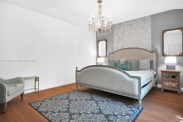 Bedroom, Chandelier, Interior, Wood Texture Flooring