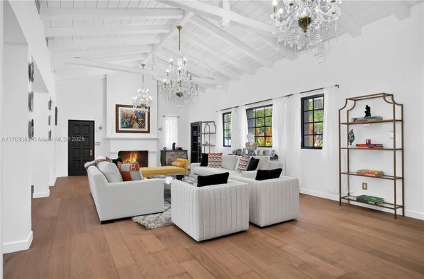 Chandelier, Fireplace, Interior, Living room, Wood Texture Flooring