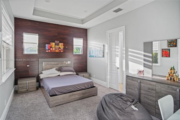 Bedroom, Interior, Recessed Lighting, Wooden Walls