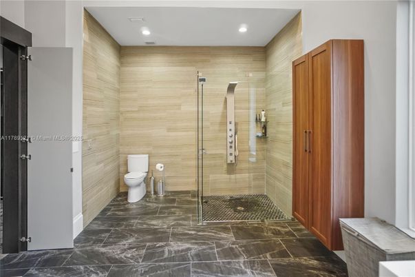 Bathroom, Glass Shower, Interior, Marble, Recessed Lighting