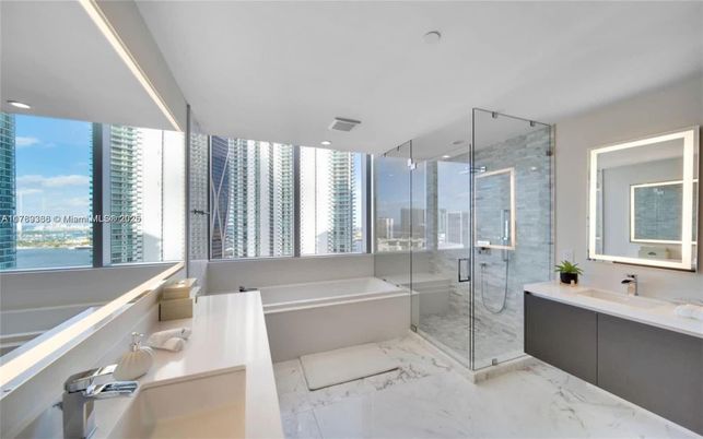 Bathroom, Glass Shower, Interior, Marble, Recessed Lighting